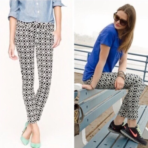 J. Crew Black White Geometric Kaleidoscope Print  Stretch Ankle Skinny Jeans  29 - Picture 15 of 15